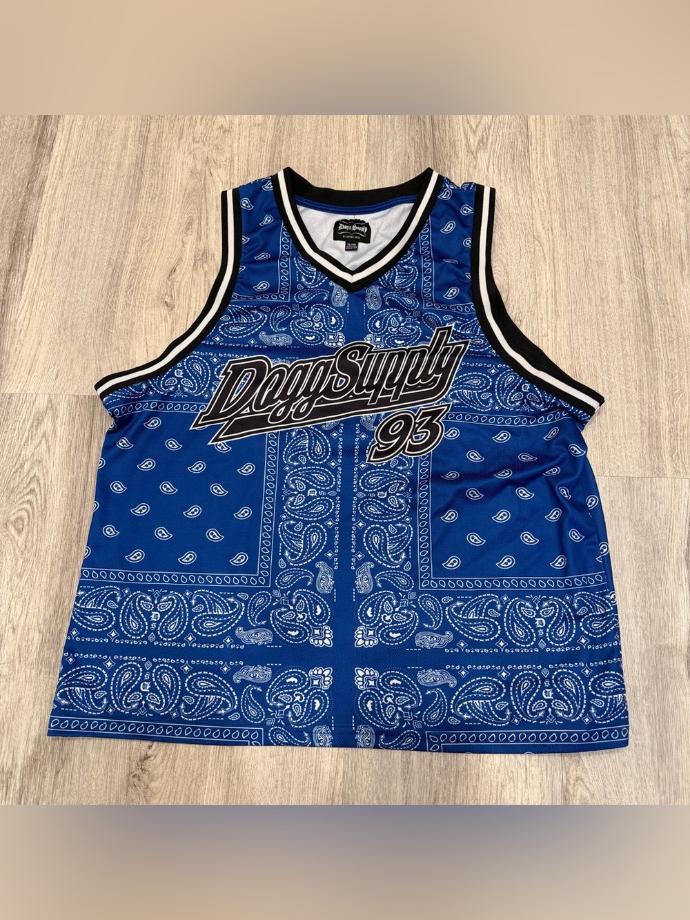Dogg Supply by Snoop Dogg Blue Bandana Print Basketball Jersey Tank XL Y2K